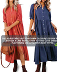 Shara™ | Robe Midi en Coton avec Détails Pratiques