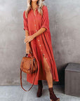 Shara™ | Robe Midi en Coton avec Détails Pratiques