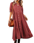 Shara™ | Robe Midi en Coton avec Détails Pratiques