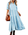 Shara™ | Robe Midi en Coton avec Détails Pratiques