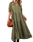 Shara™ | Robe Midi en Coton avec Détails Pratiques