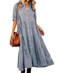 Shara™ | Robe Midi en Coton avec Détails Pratiques