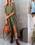 Shara™ | Robe Midi en Coton avec Détails Pratiques