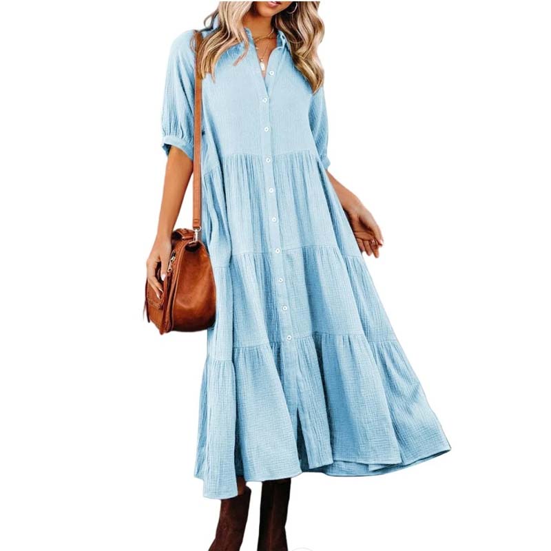 Shara™ | Robe Midi en Coton avec Détails Pratiques