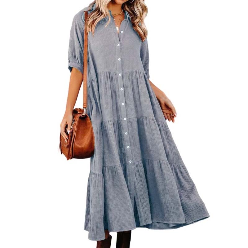 Shara™ | Robe Midi en Coton avec Détails Pratiques