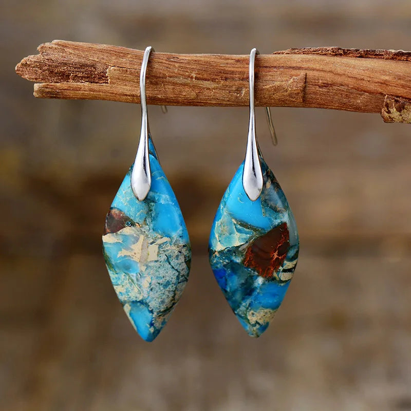 Tamsin™ | Boucles d&#39;Oreilles en Pierre Naturelle Dorée
